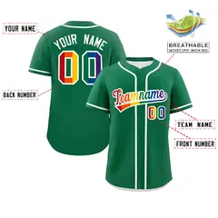 Kelly Green LGBT Rainbow Pride Month Baseball Jersey 2