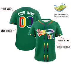 Kelly Green LGBT Rainbow Pride Month Baseball Jersey 2