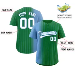 Kelly Green Light Blue Pinstripe Gradient Baseball Jersey 2