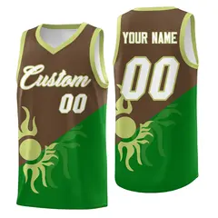 Kelly Green Light Brown Sunburst Two Tone Basketball Jersey 1