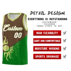 Kelly Green Light Brown Sunburst Two Tone Basketball Jersey 3
