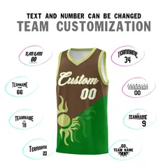 Kelly Green Light Brown Sunburst Two Tone Basketball Jersey 5