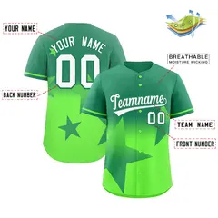 Kelly Green Lt Green Gradient Star Graffiti Baseball Jersey 2