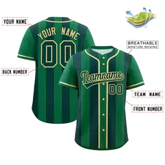 Kelly Green Midnight Green Thick Stripe Baseball Jersey 2