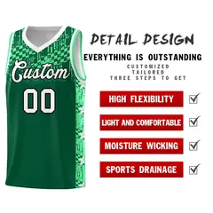Kelly Green Mosaic Stars Pattern Basketball Jersey 2