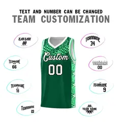 Kelly Green Mosaic Stars Pattern Basketball Jersey 4