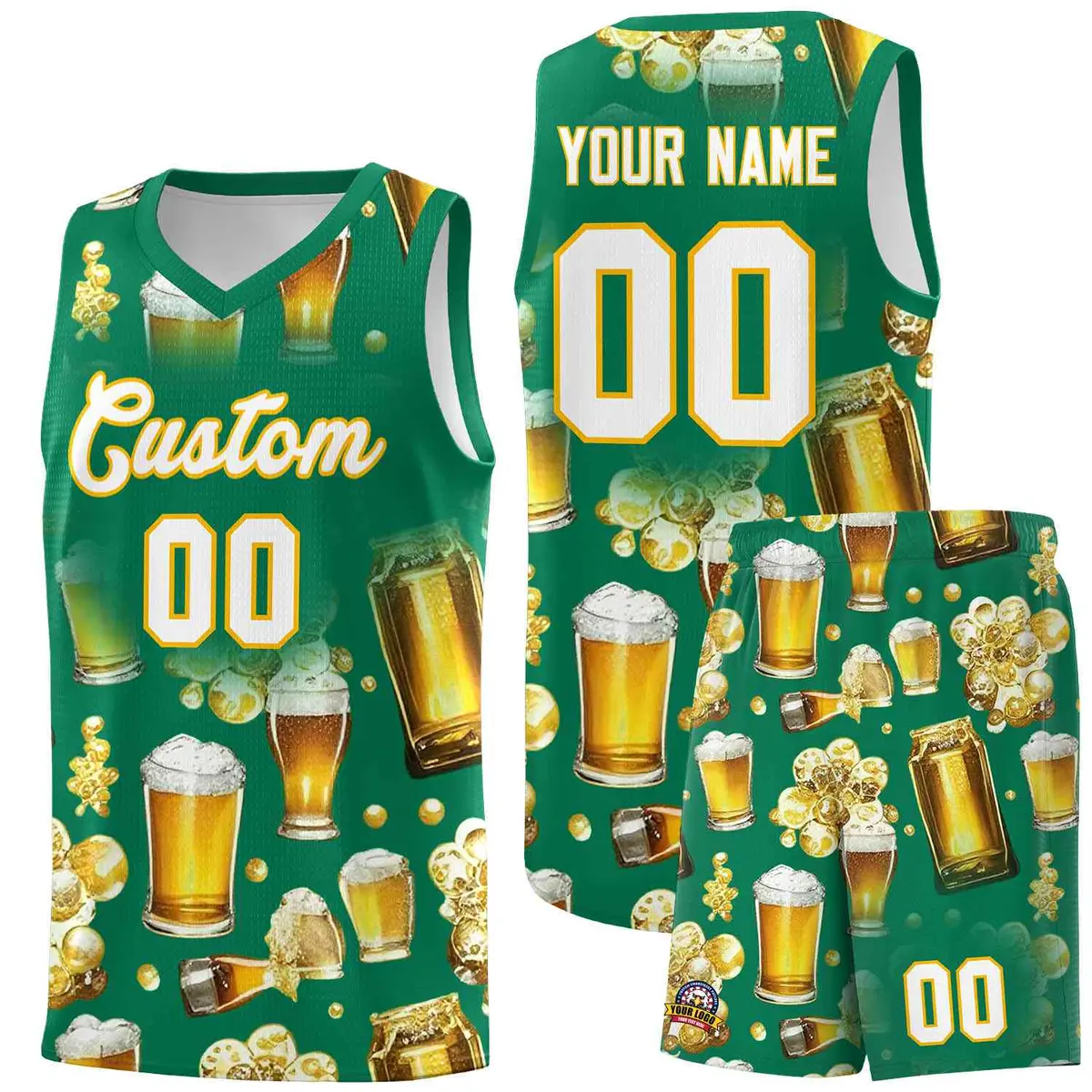 Kelly Green National Beer Day Beer Bubble Basketball Jersey