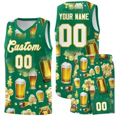 Kelly Green National Beer Day Beer Bubble Basketball Jersey