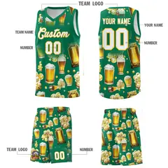 Kelly Green National Beer Day Beer Bubble Basketball Jersey 3