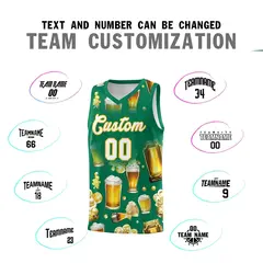 Kelly Green National Beer Day Beer Bubble Basketball Jersey 4