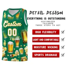 Kelly Green National Beer Day Beer Bubble Basketball Jersey 5