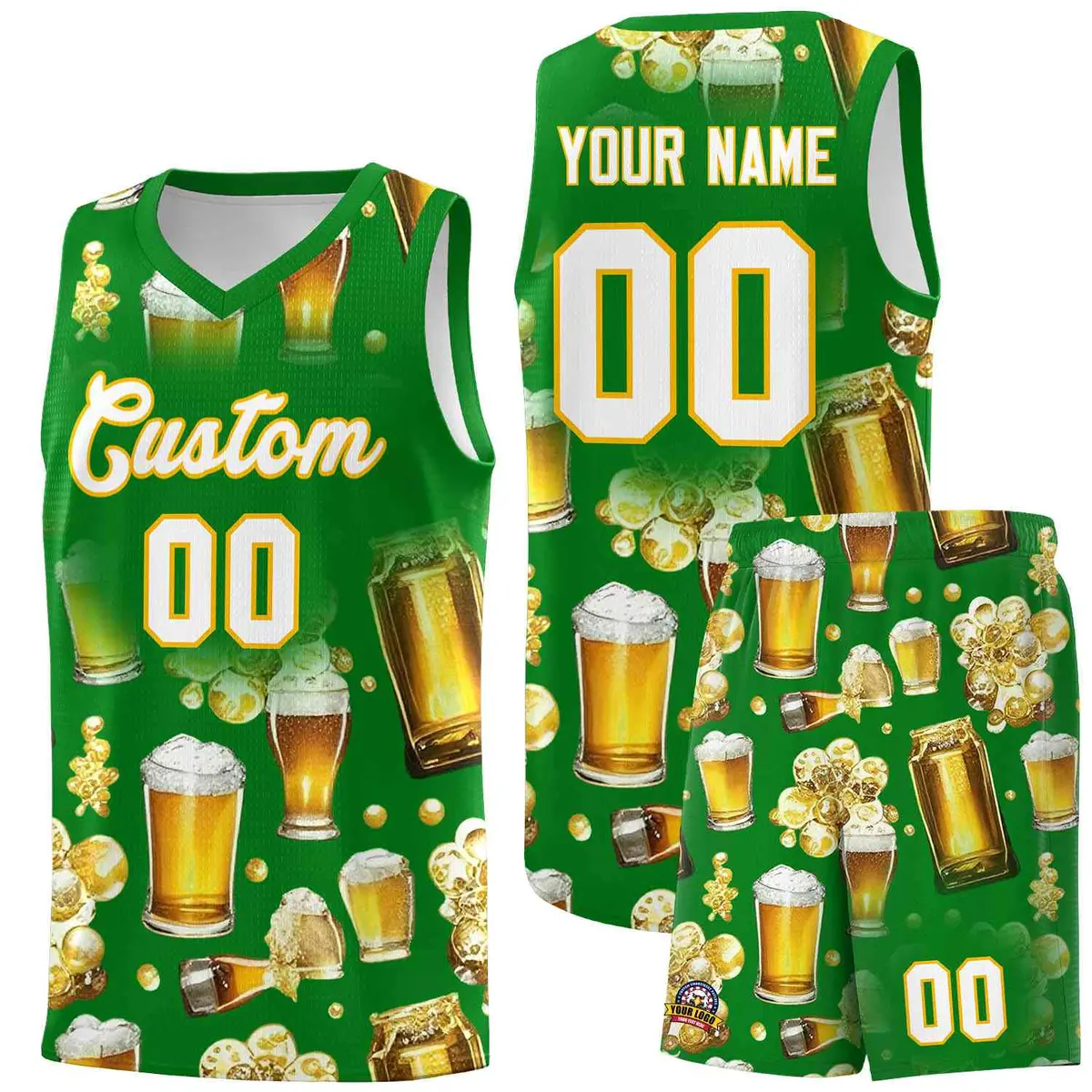 Kelly Green National Beer Day Beer Bubble Basketball Jersey