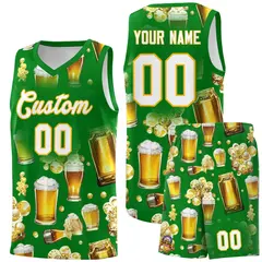 Kelly Green National Beer Day Beer Bubble Basketball Jersey