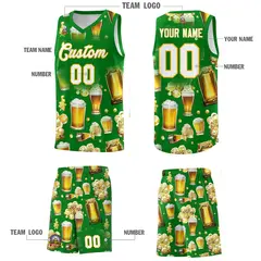Kelly Green National Beer Day Beer Bubble Basketball Jersey 3