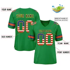 Kelly Green Navy-Gold Football Jersey 2