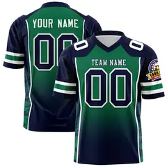 Kelly Green Navy Gradient Side Pattern Football Jersey 1