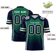 Kelly Green Navy Gradient Side Pattern Football Jersey 2