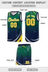 Kelly Green Navy Gradient Star Graffiti Basketball Jersey 2