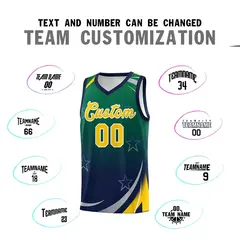 Kelly Green Navy Gradient Star Graffiti Basketball Jersey 3