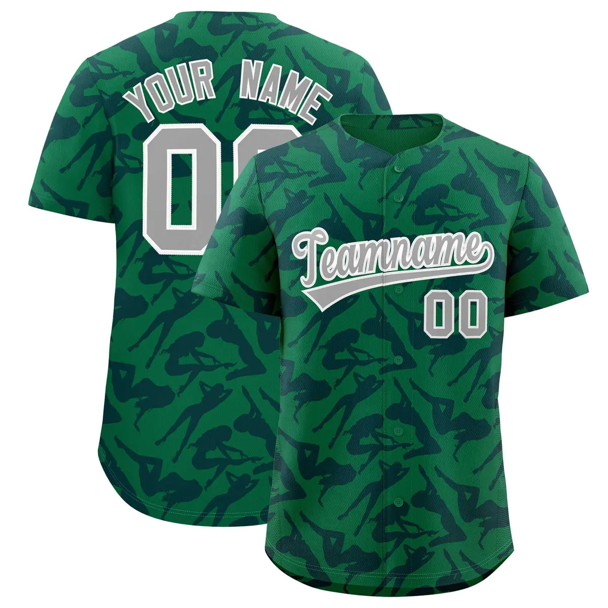 Kelly Green Navy Graffiti Pattern Authentic Baseball Jersey
