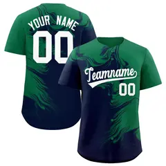 Kelly Green Navy Ink Pattern Authentic Baseball Jersey 1