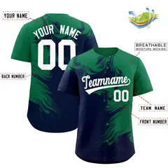 Kelly Green Navy Ink Pattern Authentic Baseball Jersey 2