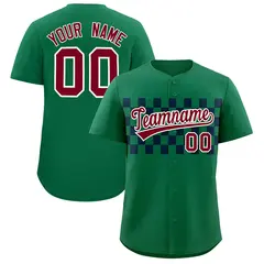 Kelly Green Navy Plaid Fashion Authentic Baseball Jersey 1