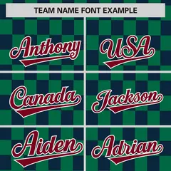 Kelly Green Navy Plaid Fashion Authentic Baseball Jersey 3
