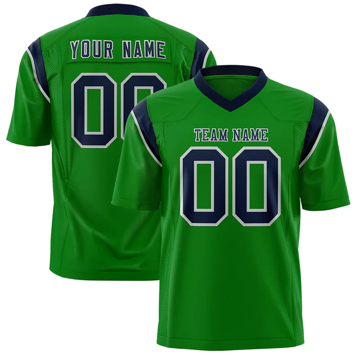 Kelly Green Navy Shoulder Cut Two-Tone Flag Football Jersey