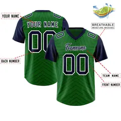 Kelly Green Navy Star Pattern Raglan Sleeves Football Jersey 2