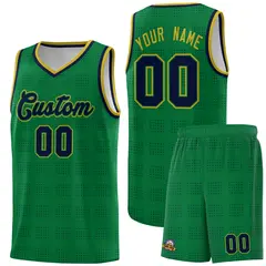 Kelly Green Navy Trailblazer Dot Pattern Basketball Jersey 1