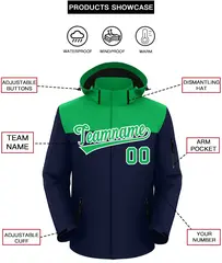Kelly Green Navy-White Two Tone Waterproof Jacket 2