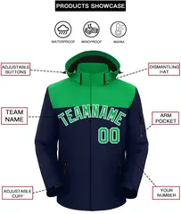 Kelly Green Navy-White Two Tone Waterproof Jacket 2