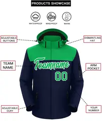 Kelly Green Navy-White Two Tone Waterproof Jacket 2