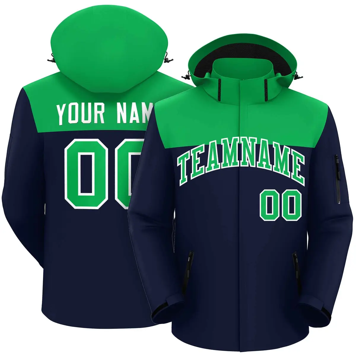 Kelly Green Navy-White Two Tone Waterproof Jacket