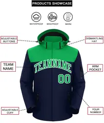 Kelly Green Navy-White Two Tone Waterproof Jacket 2