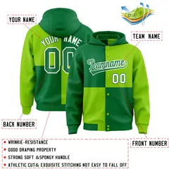 Kelly Green Neon Green Color Block Varsity Letterman Jacket Hoodie 4