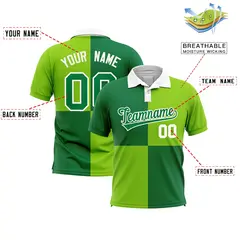 Kelly Green Neon Green Four Squares Performance Polo Shirt 2