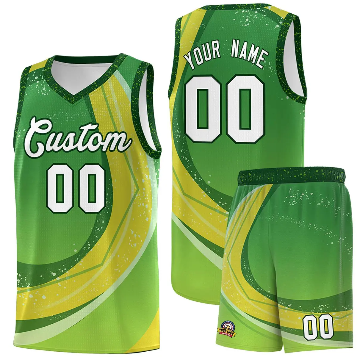 Kelly Green Neon Green Galaxy Graffiti Pattern Basketball Jersey