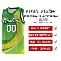 Kelly Green Neon Green Galaxy Graffiti Pattern Basketball Jersey 4