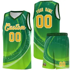 Kelly Green Neon Green Galaxy Graffiti Pattern Basketball Jersey 1