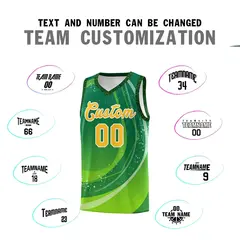 Kelly Green Neon Green Galaxy Graffiti Pattern Basketball Jersey 3