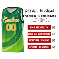 Kelly Green Neon Green Galaxy Graffiti Pattern Basketball Jersey 4