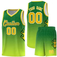 Kelly Green-Neon Green-Gold Flame Gradient Basketball Jersey