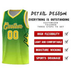 Kelly Green-Neon Green-Gold Flame Gradient Basketball Jersey 4
