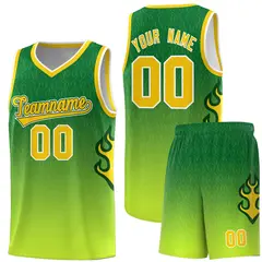 Kelly Green-Neon Green-Gold Flame Gradient Basketball Jersey 6