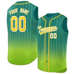 Kelly Green Neon Green Gradient Stripe Sleeveless Baseball Jersey