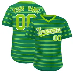 Kelly Green Neon Green Horizontal Stripe Pullover Baseball Jersey 1