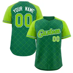 Kelly Green Neon Green Kelly Green-White Rhombus Baseball Jersey