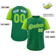 Kelly Green Neon Green Kelly Green-White Rhombus Baseball Jersey 2